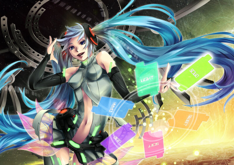Anime Character with Blue Hair — Dynamic, Digital Art, Headphones