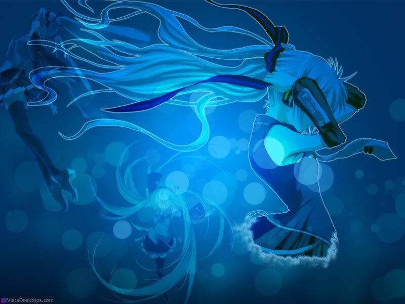 Anime Character with Blue Hair — Dynamic, Digital Art, Long Hair