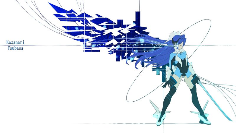 Anime Character with Blue Hair — Dynamic, Digital Art, Sword