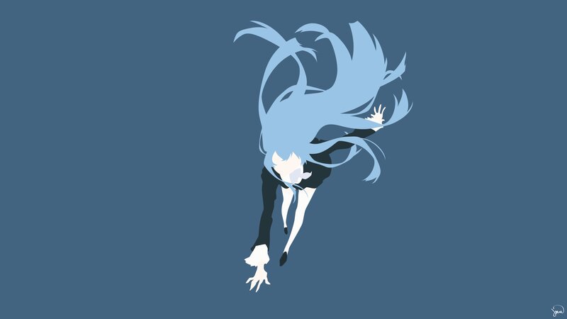 Anime Character with Blue Hair — Dynamic, Minimalist