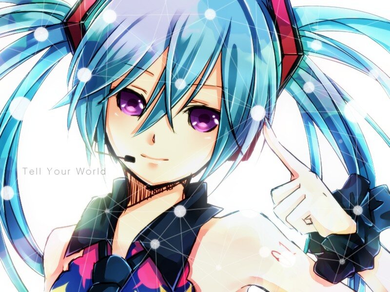 Anime Character with Blue Hair — Energetic, Microphone