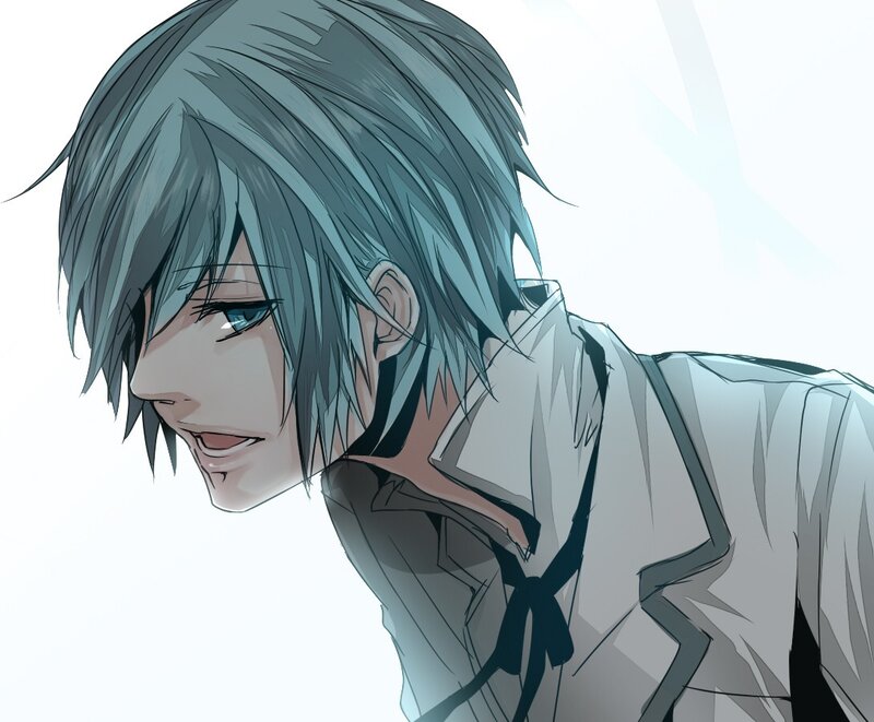 Anime Character with Blue Hair — Gray
