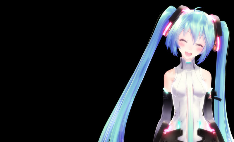 Anime Character with Blue Hair — Happy