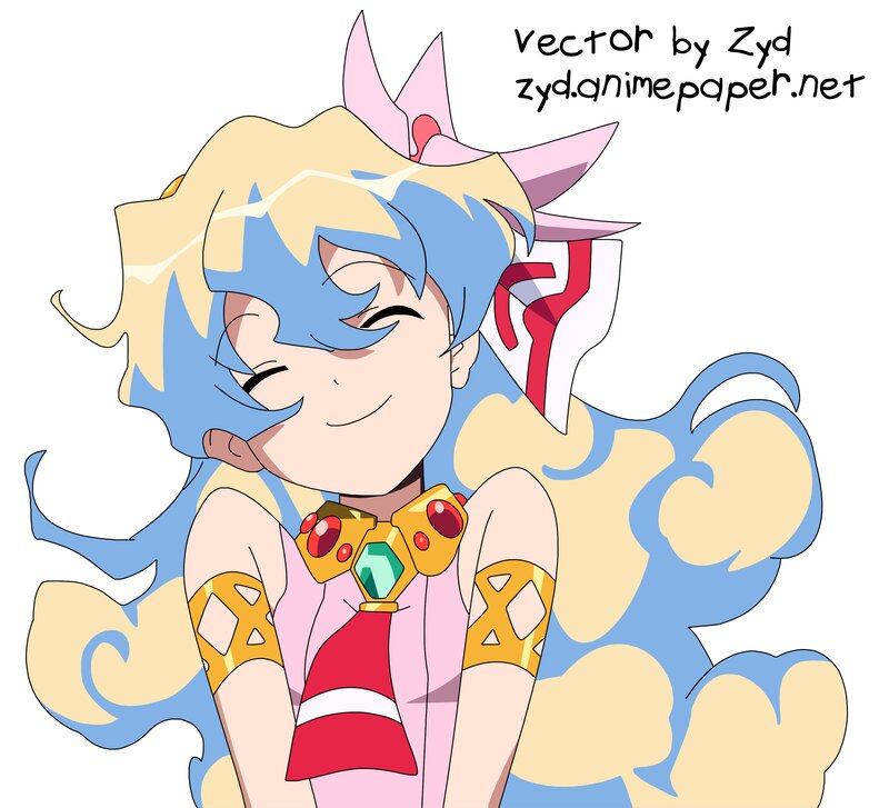Anime Character with Blue Hair — Happy, Vector Art