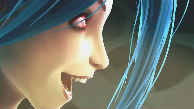 Anime Character with Blue Hair — Intense, 3d Render