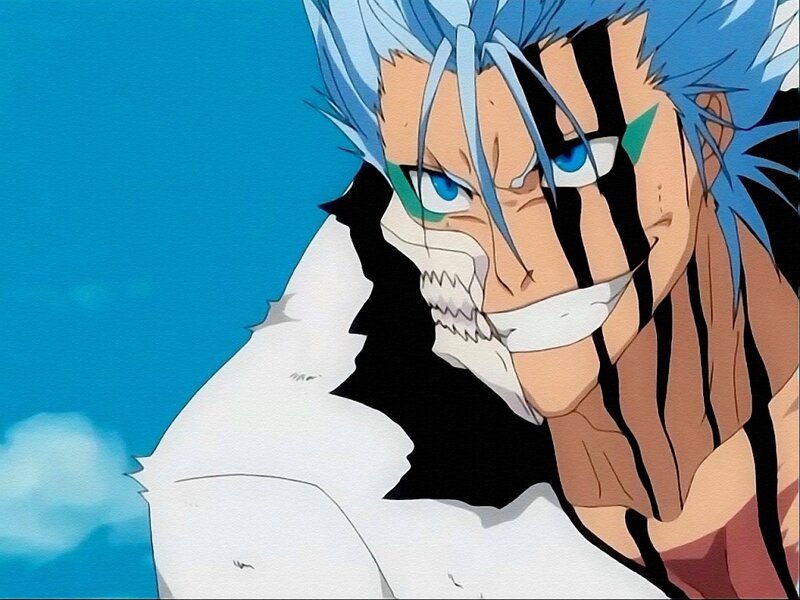 Anime Character with Blue Hair — Intense, Blue Sky