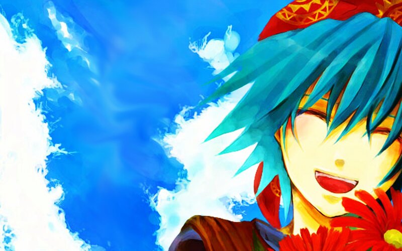 Anime Character with Blue Hair — Joyful