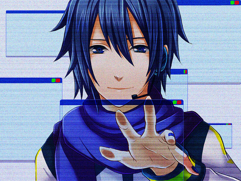 Anime Character with Blue Hair — Neutral, Headset