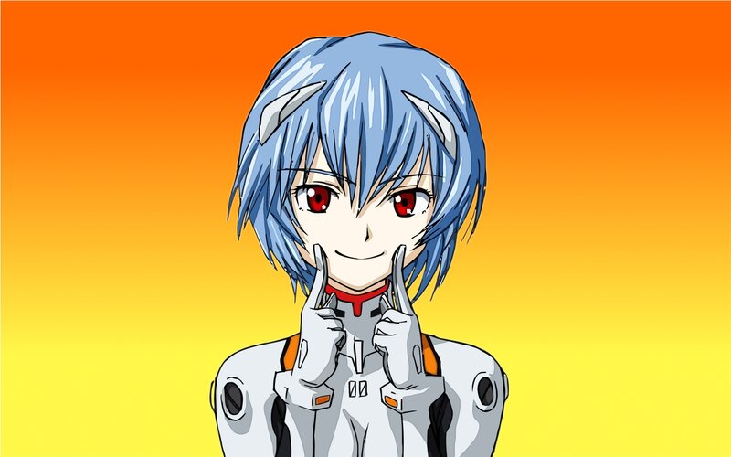 Anime Character with Blue Hair — Orange