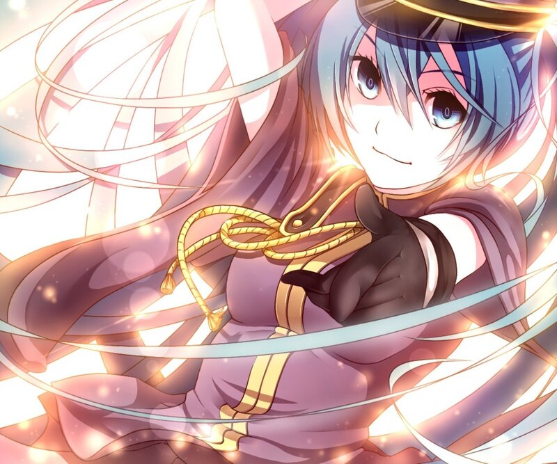 Anime Character with Blue Hair — Purple, Bright