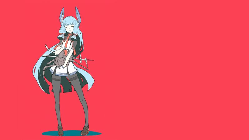 Anime Character with Blue Hair — Red, Calm