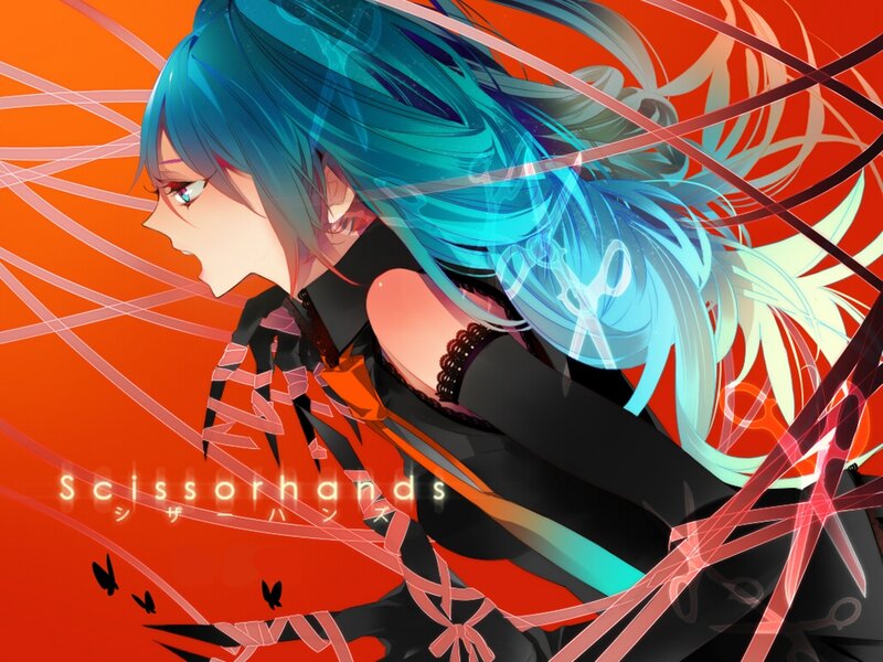 Anime Character with Blue Hair — Red