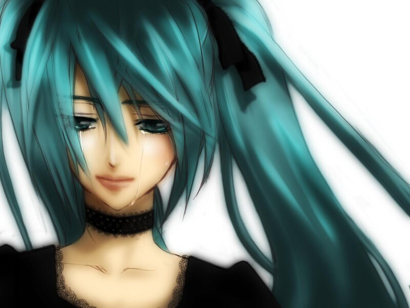 Anime Character with Blue Hair — Sad