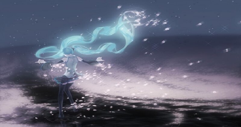 Anime Character with Blue Hair — Serene, Night