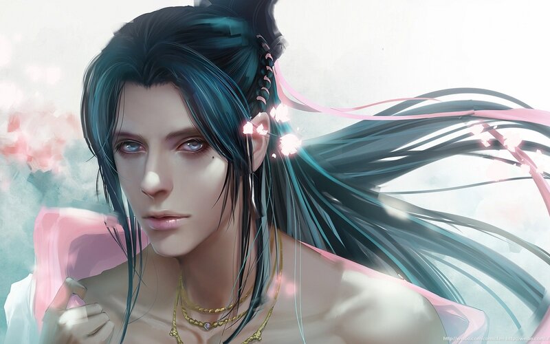 Anime Character with Blue Hair — Serene, Spring