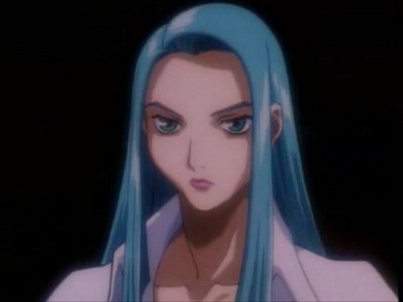 Anime Character with Blue Hair — Serious, Long Hair