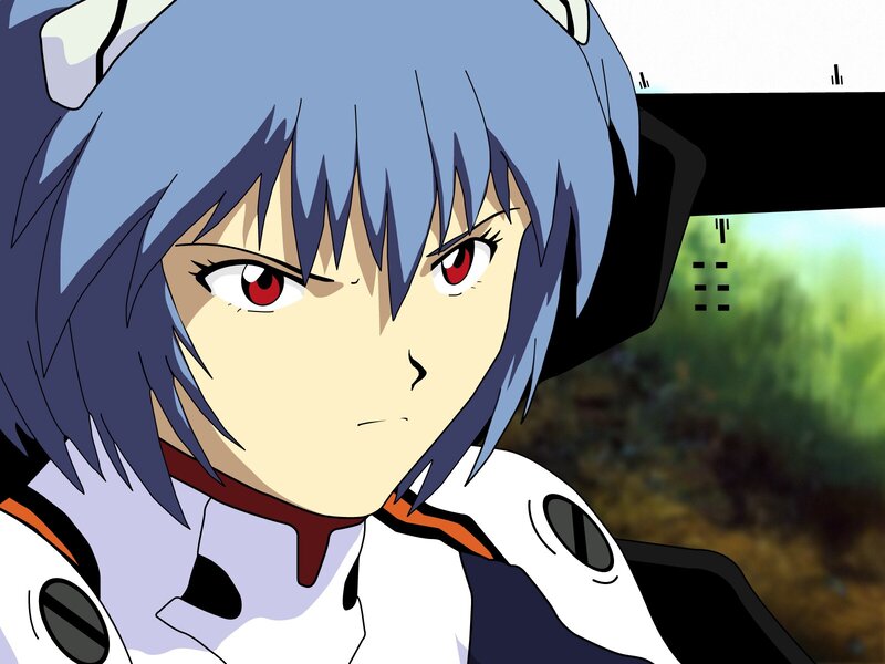 Anime Character with Blue Hair — Serious, Red Eyes, White Suit