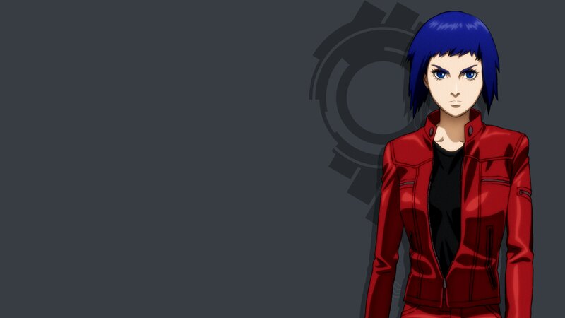 Anime Character with Blue Hair — Serious, Red Jacket