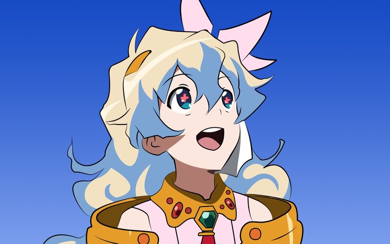 Anime Character with Blue Hair — Surprised, Blue Sky