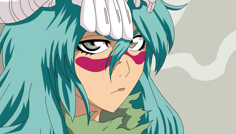 Anime Character with Blue Hair — Teal, Serious