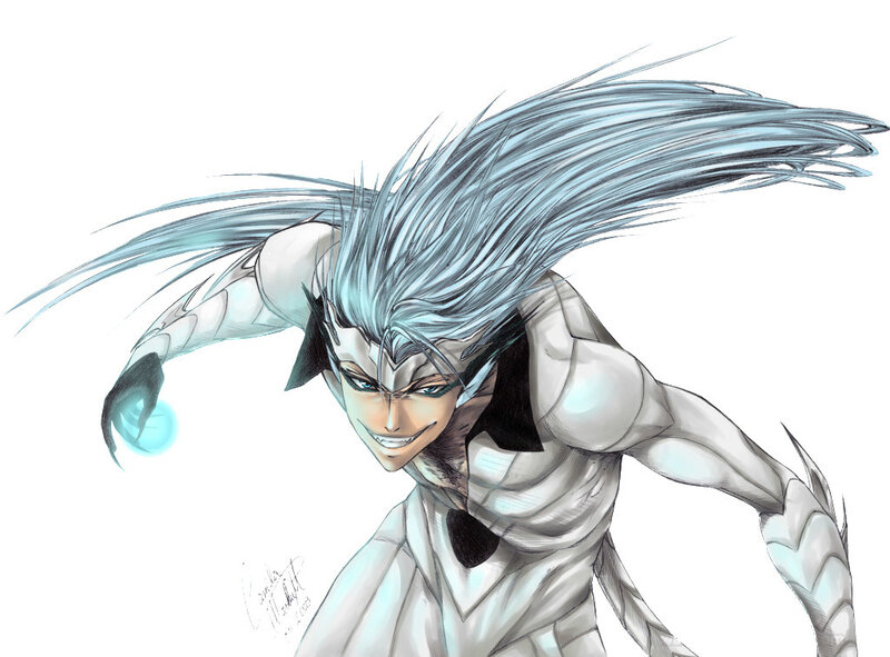 Anime Character with Blue Hair — White, Aggressive