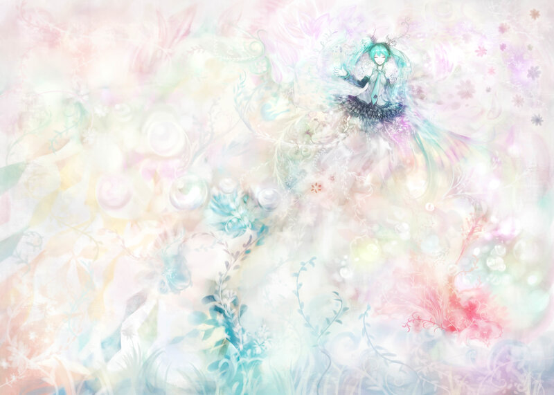 Anime Character with Blue Hair — White