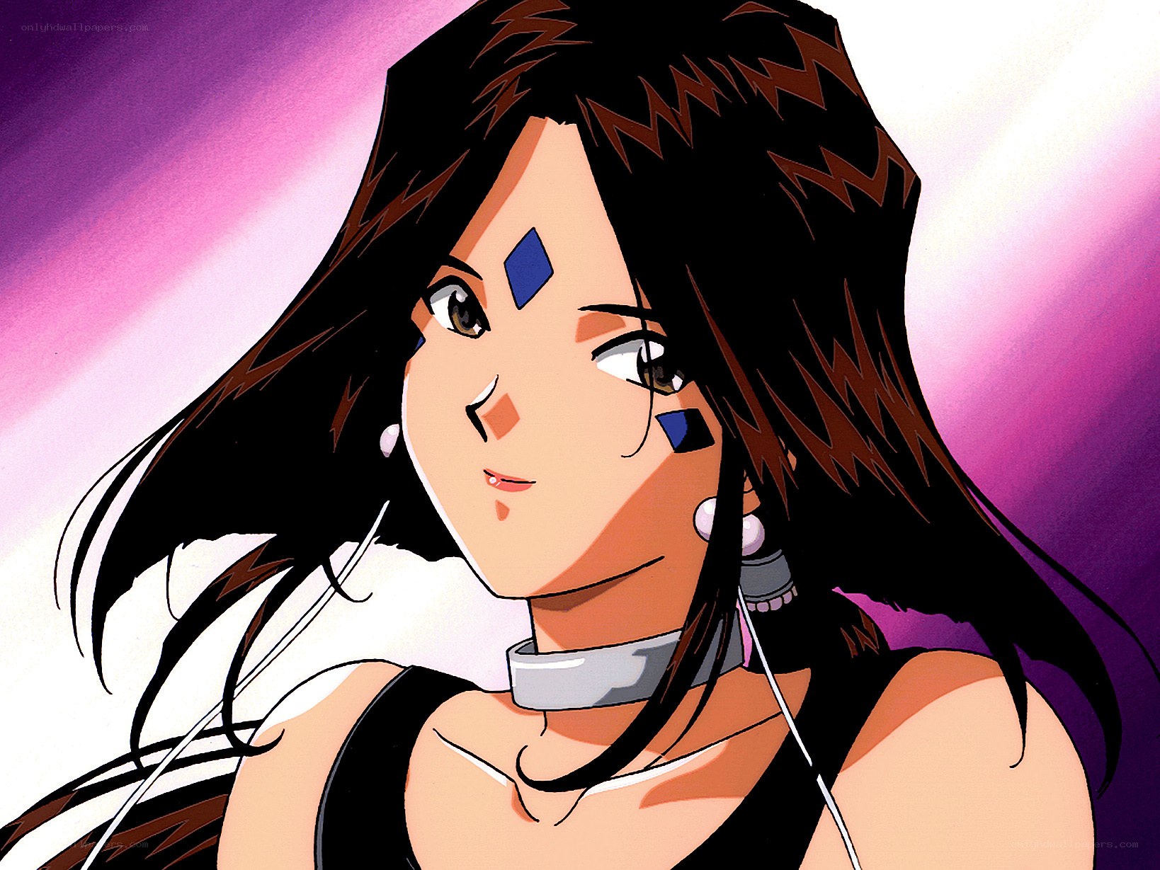 anime character with blue markings