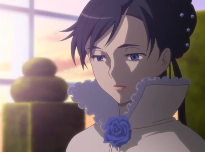 Anime Character with Blue Rose — Purple