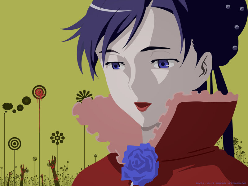 Anime character with blue rose