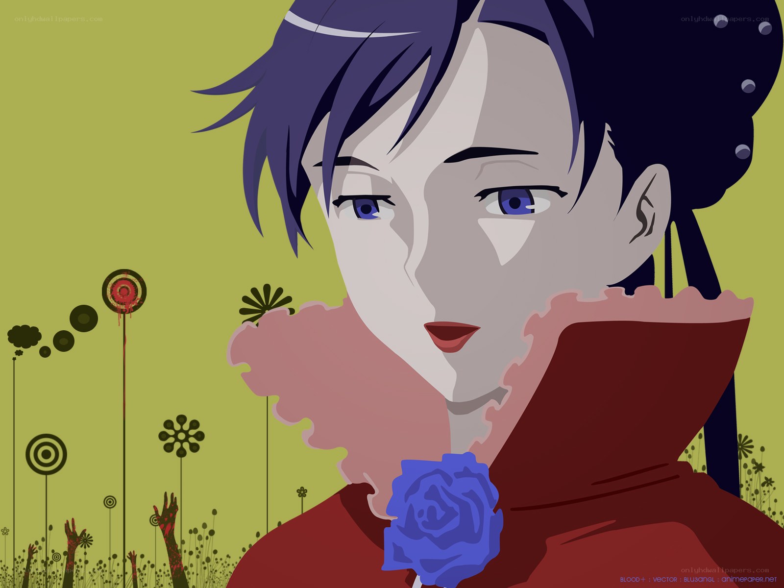 Anime character with blue rose