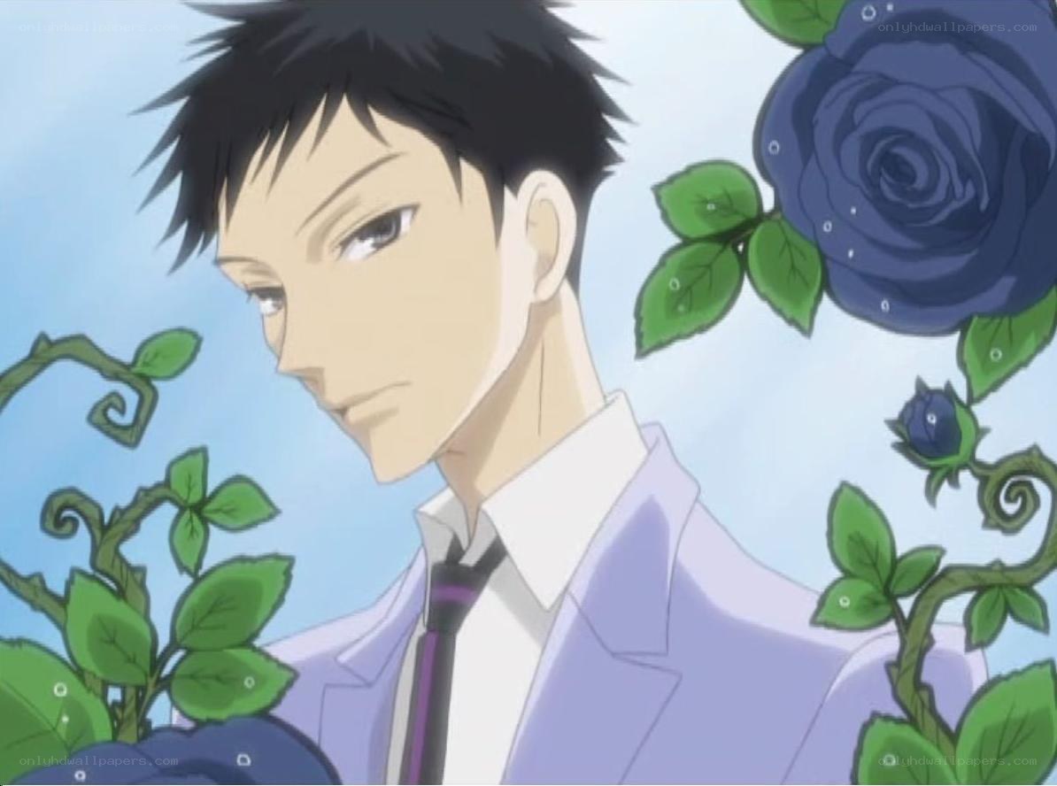 anime character with blue roses