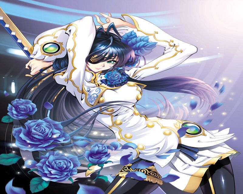 Anime Character with Blue Roses — White