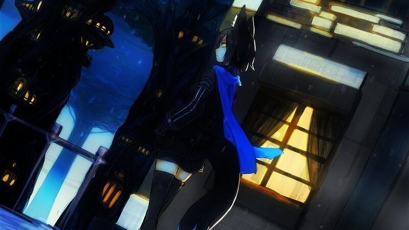 Anime Character with Blue Scarf
