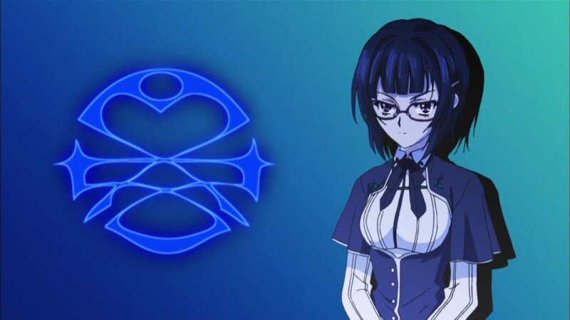 anime character with blue symbol