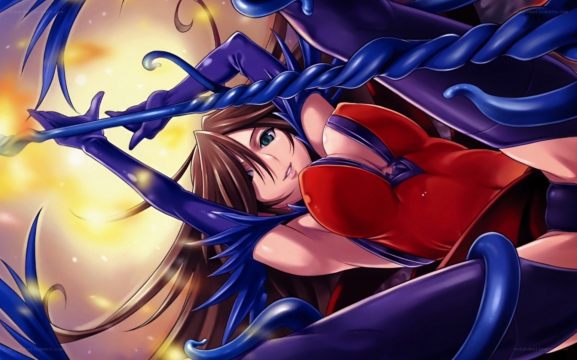 anime character with blue tentacles
