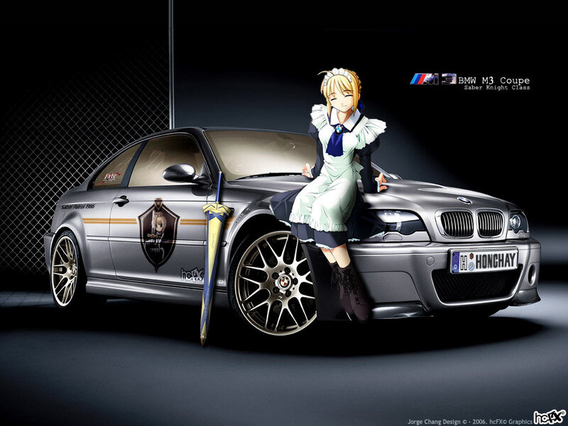 anime character with BMW M3