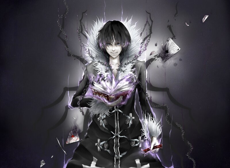 Anime Character with Book — Black