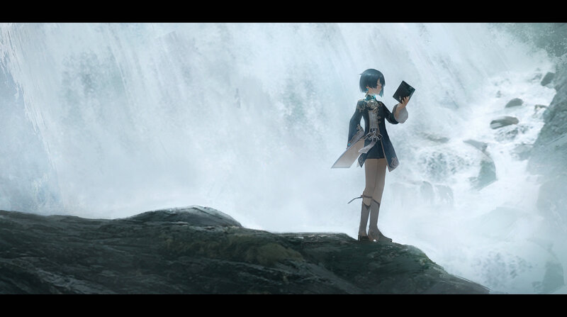 Anime Character with Book — Blue