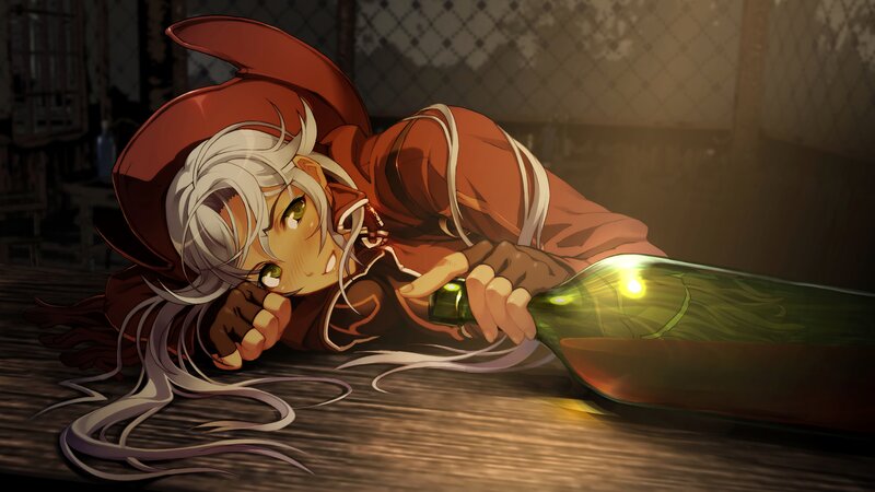 Anime Character with Bottle — Red