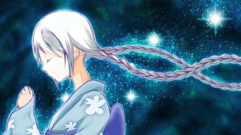 Anime Character with Braided Hair — Blue, Serene