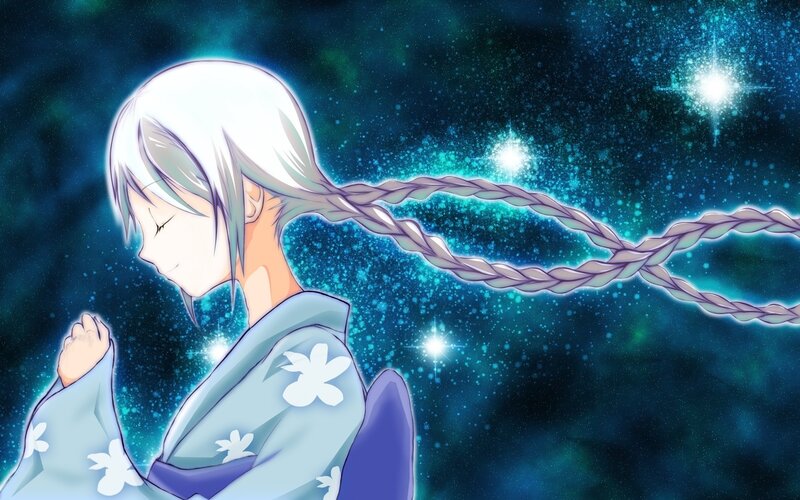 Anime Character with Braided Hair — Blue
