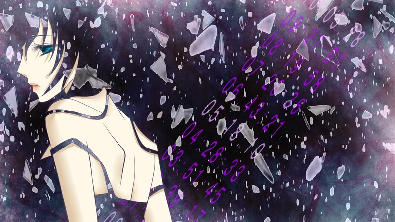Anime Character with Broken Glass — Black, Dramatic