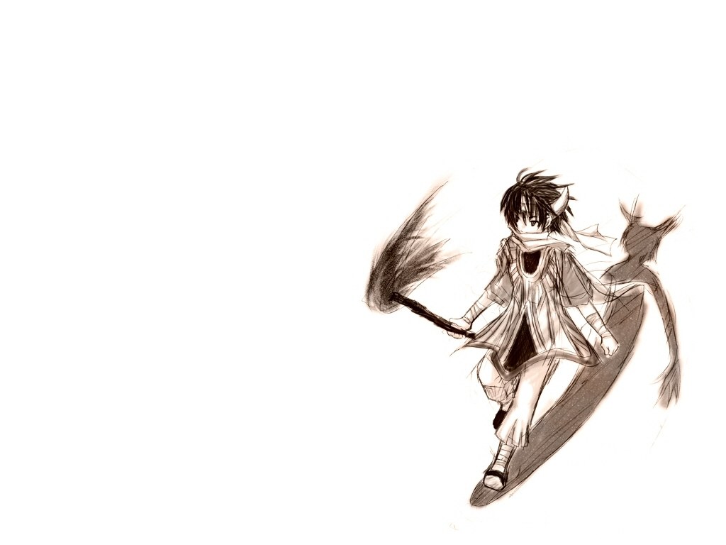 anime character with broom