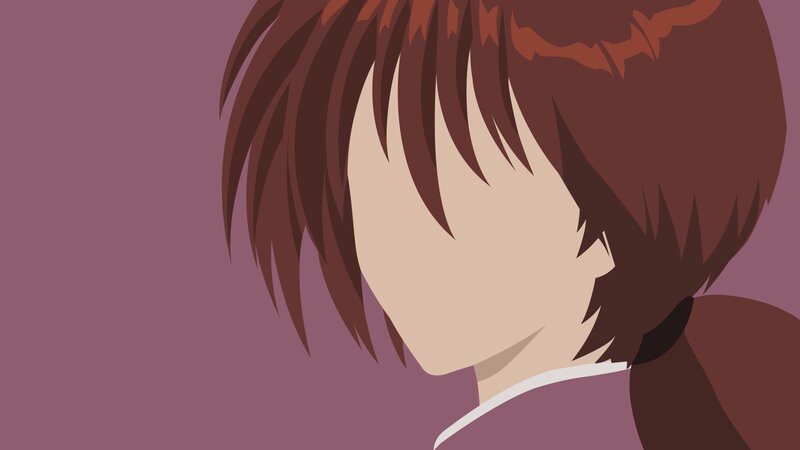 Anime Character with Brown Hair — Purple, Neutral