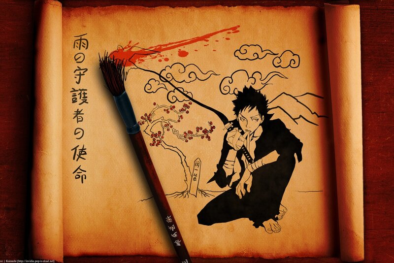 Anime Character with Brush — Brown, Dramatic