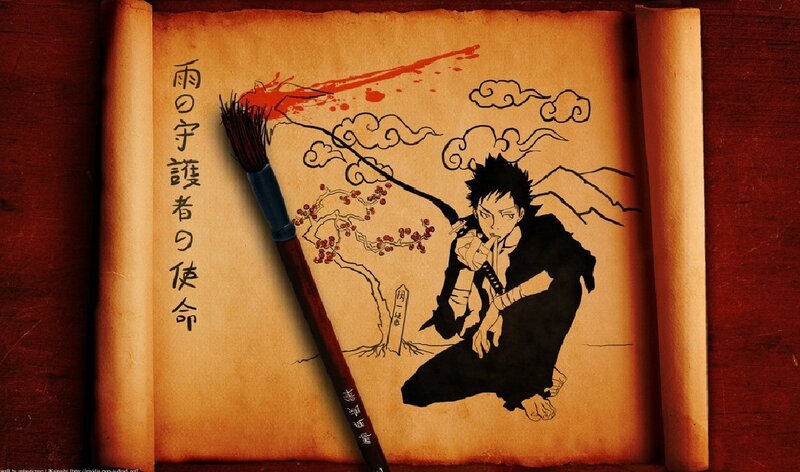 Anime Character with Brush — Brown