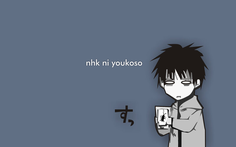 anime character with bug on phone