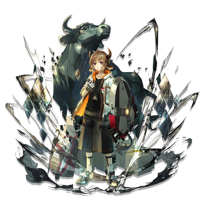 Anime Character with Bull — White