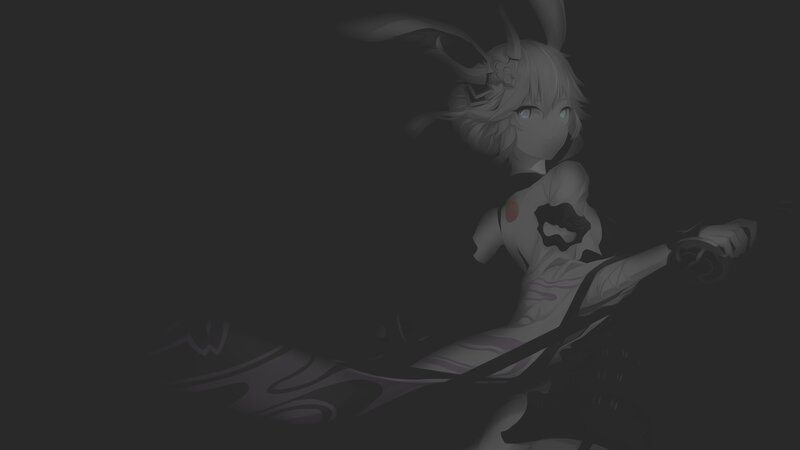 Anime Character with Bunny Ears — Gray, Dramatic