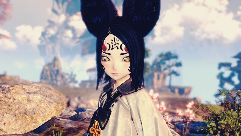 Anime Character with Bunny Ears — White